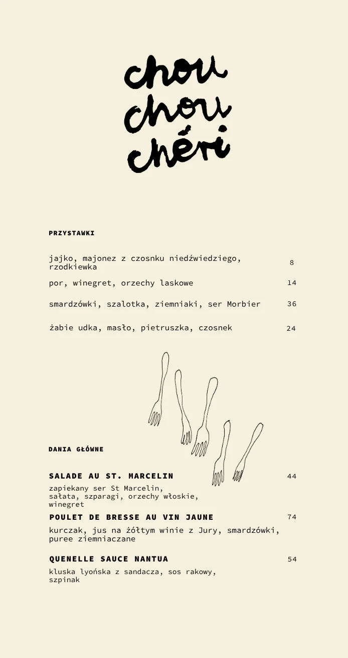 Menu - Przystawki i Dania główne